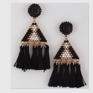 Black Tri Tassel Earrings